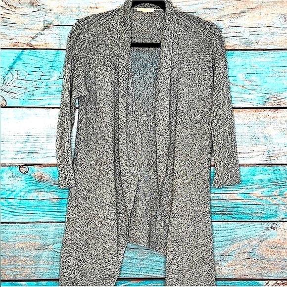 Eileen Fisher Linen Cardigan S Grey Open Style Knit Sweater Layering Classic - Picture 1 of 10